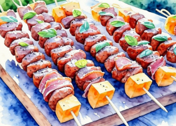 Brochettes estivales salés sucrés: melon et Foie gras